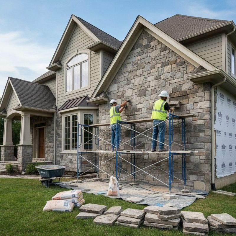 River Rock Siding Installation